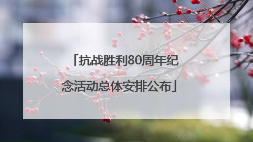 抗战胜利80周年纪念活动总体安排公布